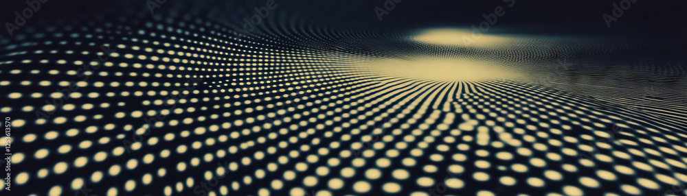 Aufkleber Visual pulse created by concentric squares and halftone dots in a textured design