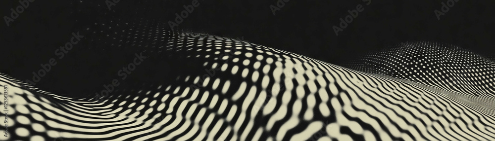 Aufkleber Concentric squares with radiating halftone dots create a visual rhythm on a textured background