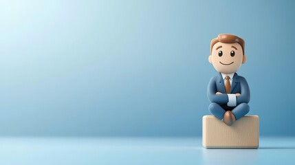 3d man working on laptop, modern freelance, remote work, and digital office concept