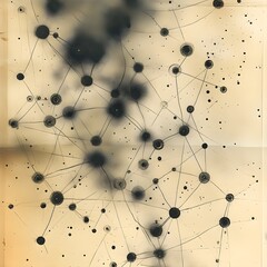 A background of delicate hand-drawn dots connected by thin, faint lines.