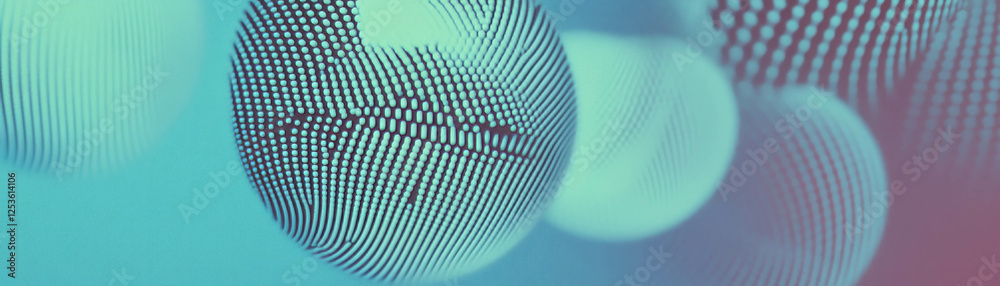 Poster Interlocking circles featuring varied halftone textures in close-up view