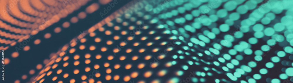 Poster interlocking geometric shapes create a captivating halftone texture with rich colors