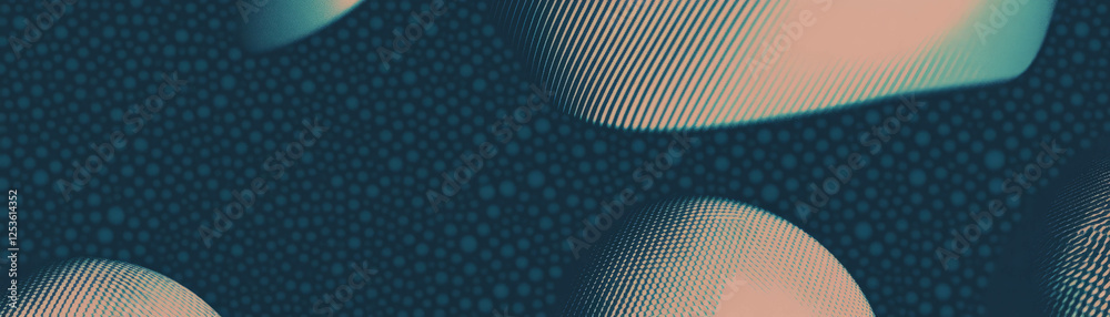 Poster Overlapping circles create intricate moire patterns with halftone texture in a grunge style