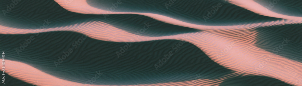 Poster Sand dunes create flowing lines with halftone texture under grunge effect