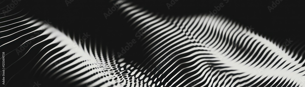 Aufkleber Wavy lines in halftone texture create a flowing visual effect in black and white