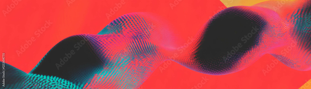 Poster Wavy lines create a flowing halftone texture effect in vibrant colors