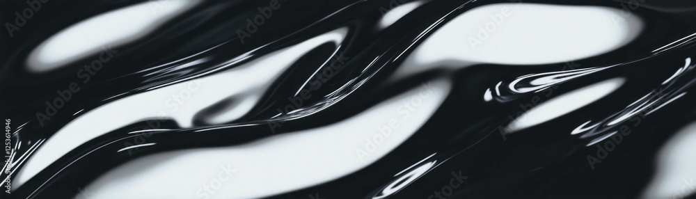 Poster Dynamic abstract monochrome texture with smooth gradients and light interplay
