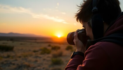 Fototapeta premium Photographer Captures Stunning Sunset Landscape Photography