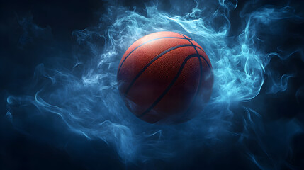 Dynamic basketball action dark energy and close-up arena digital art