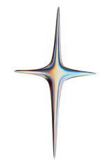Vector illustration star. 3D render holographic abstract chrome star