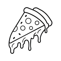 Dripping Pizza Slice Icon – Melting Cheese Line Art