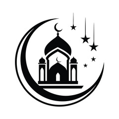 A modern and stylish Ramadan logo featuring vector silhouette 
