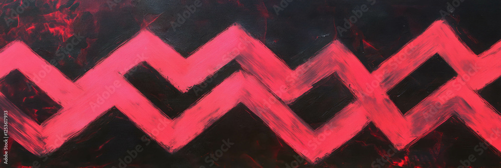 Aufkleber bold crimson zigzag patterns contrast against a dark background showcasing visual dynamism