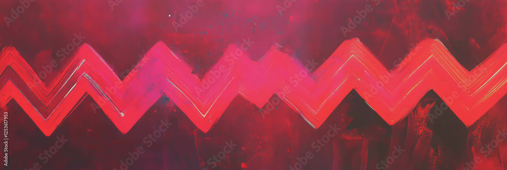 Poster Crimson zigzags create a dynamic pattern in a vibrant abstract design