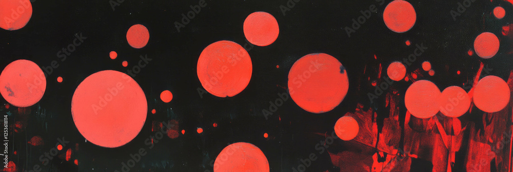Aufkleber Dotted red flickers create an intriguing visual effect in a dark setting