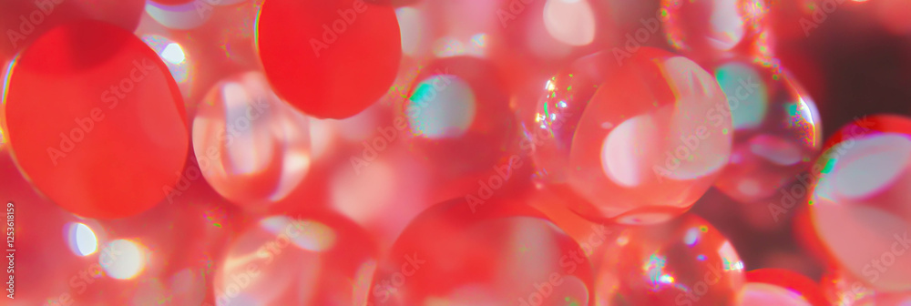 Poster Dotted red flickers create a vibrant texture of light and color in an abstract design