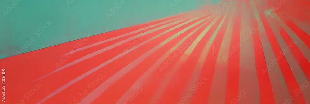 Poster Elegant scarlet rays create a captivating backdrop at dawn