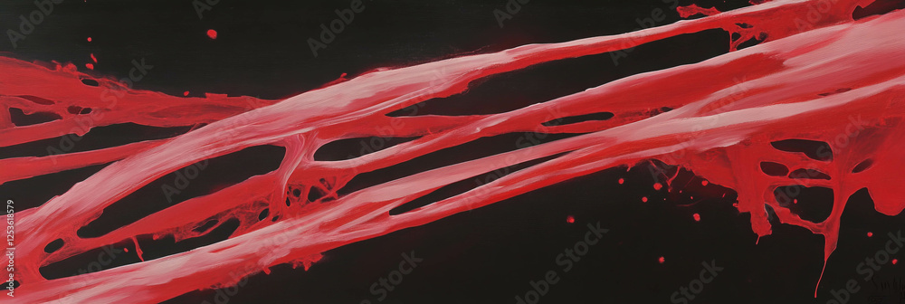 Aufkleber Dynamic fine scarlet lines create an abstract visual on a dark background