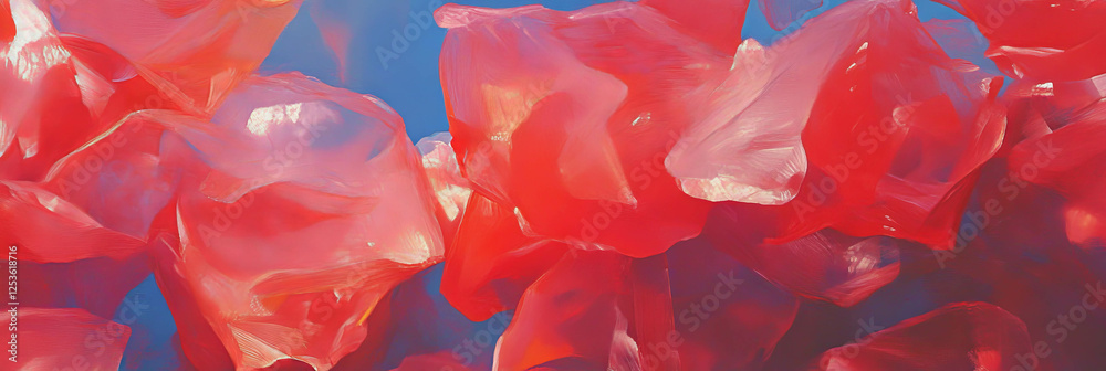 Aufkleber Fragmented red flashes create a vibrant visual display against a contrasting background