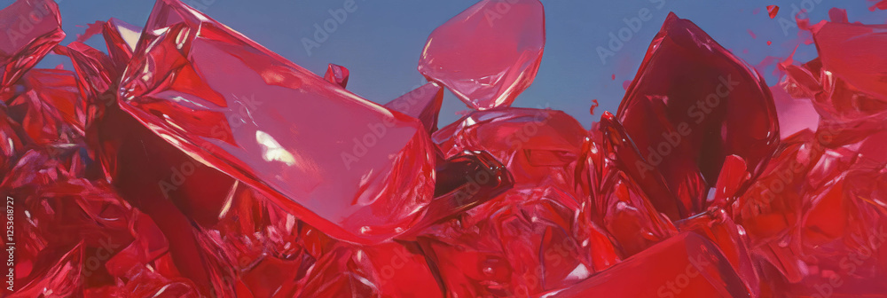Poster Fragmented red flashes creating abstract patterns in a vivid setting