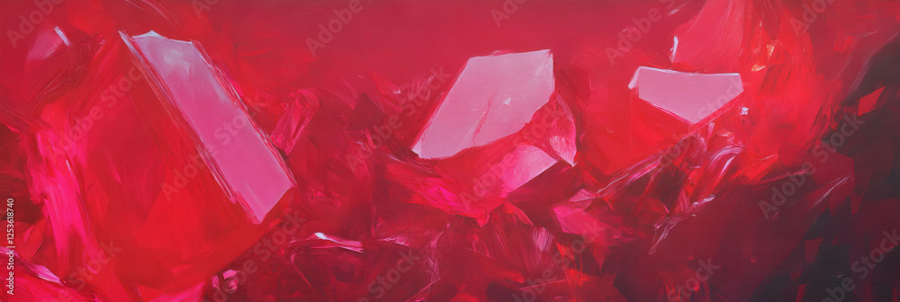 Poster Vibrant flashes of fragmented red crystals in an abstract composition showcasing depth