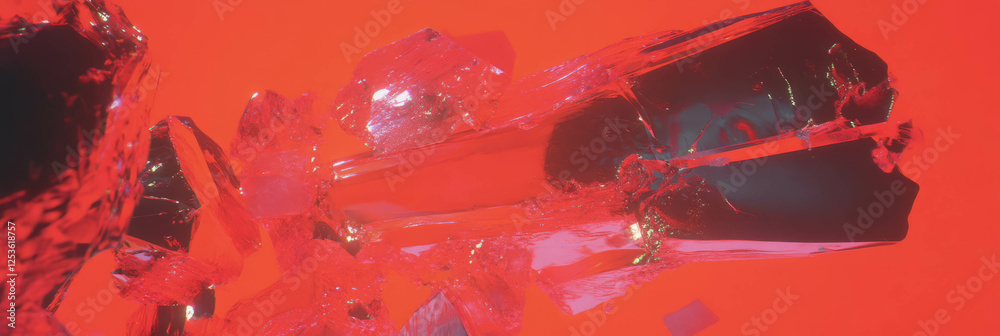 Poster Fragmented red flashes create a striking visual effect in a vibrant background