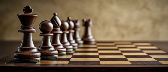 Strategic chess game indoor setting - image close-up view mind sports concept
