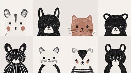 adorable cartoon animals design for kids room decor