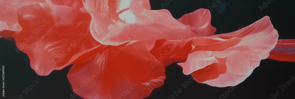 Poster Striking display of ruby petals against a dark backdrop at dusk