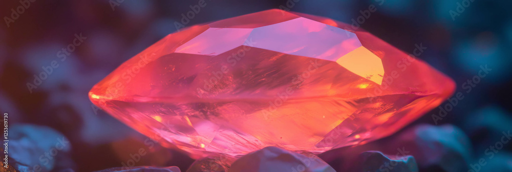 Poster Glowing ruby gemstone reflects vibrant colors in a captivating display