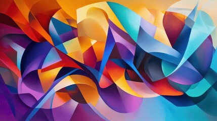 Obraz premium A dynamic abstract composition of radiant colors and smooth gradients that merge and flow, capturing the essence of movement and vibrancy. The bright colors energize the scene with a visual burst.