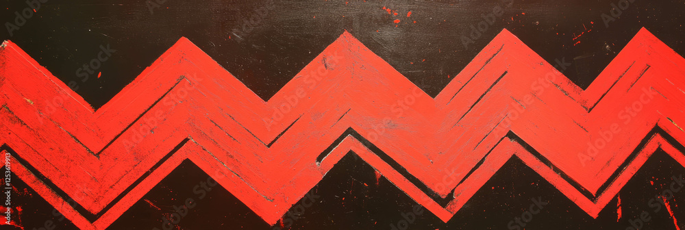 Aufkleber Bright red zigzag patterns on a dark background create an eye-catching visual display