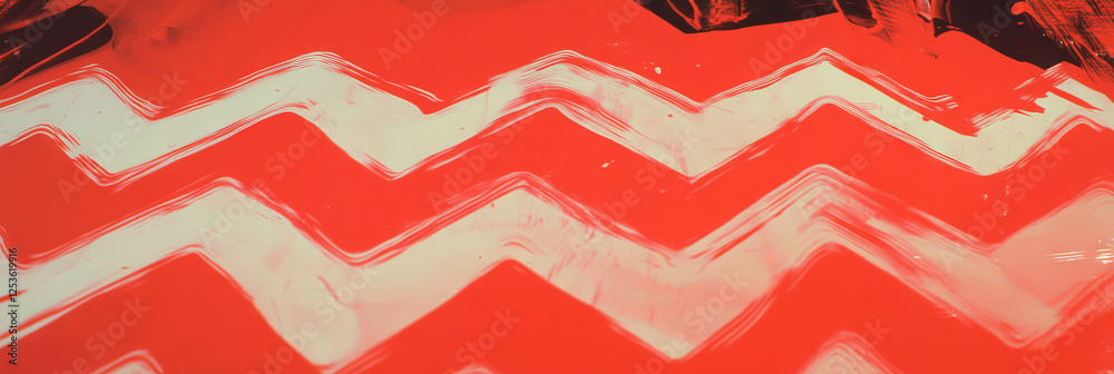 Poster Vibrant red zigzag patterns create dynamic visual impact and energy