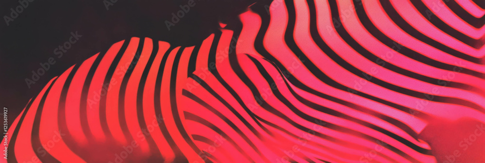 Aufkleber Vibrant red zigzag patterns create a striking visual effect in this abstract design
