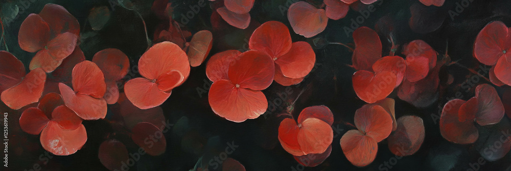 Aufkleber Ruby florets create a stunning display across a dark background in this vibrant composition