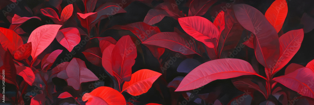 Poster crimson foliage creates a striking visual display in vivid colors and textures