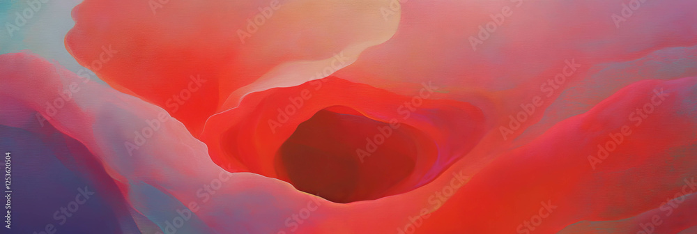 Poster Bright scarlet rays spiral inward creating a captivating visual experience