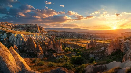 Golden Hour in Cappadocia: Breathtaking Sunset Over Fairy Chimneys