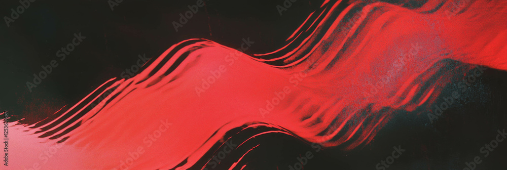 Poster Zigzag patterns in subtle crimson tones against a dark background evoke a sense of movement