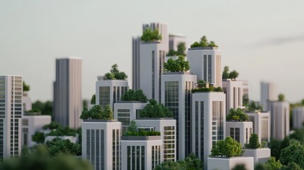 Fototapeta premium Futuristic Cityscape with Greenery and Modern Architectural Design