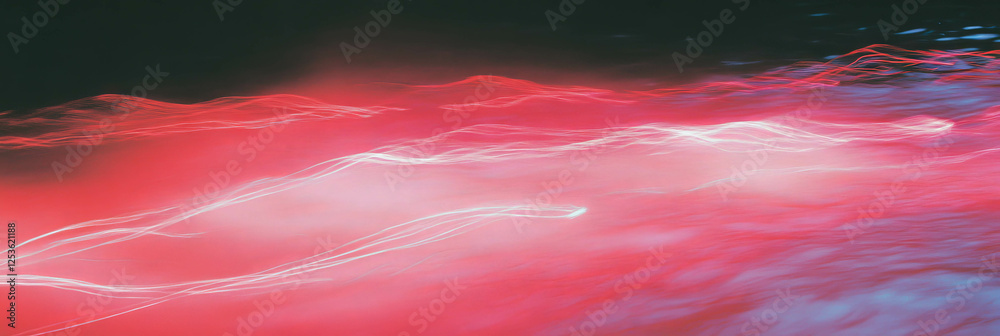 Poster Bright scarlet streaks illuminating a dark backdrop in an abstract light display