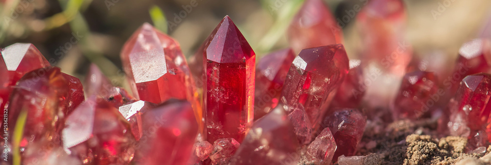 Aufkleber ruby crystals glimmer under sunlight in a natural setting