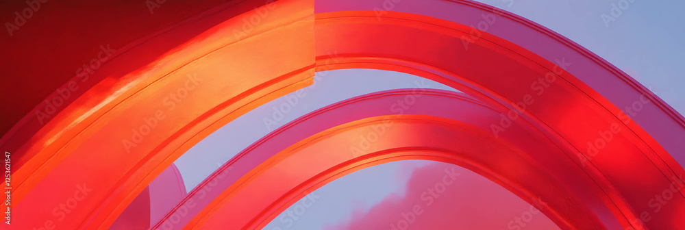Poster Twisted crimson arcs create a striking visual display in abstract artwork