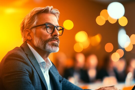 A financial expert explaining investment strategies at a seminar