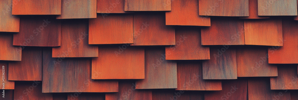 Poster wooden shingles with overlapping pattern showcasing rich texture and warm hues for backgrounds