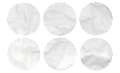 Blank Crumpled Paper Sticker Round Shape Texture For PSD Mockup Template 