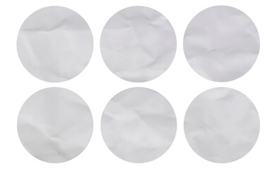 Blank Crumpled Paper Sticker Round Shape Texture For PSD Mockup Template 