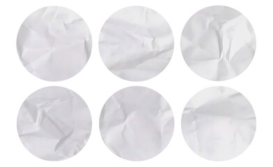Blank Crumpled Paper Sticker Round Shape Texture For PSD Mockup Template 