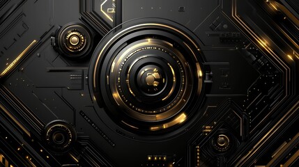 Abstract Black Gold Futuristic Technology Design