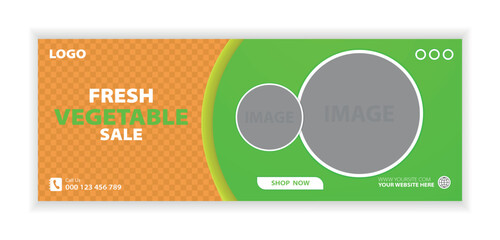 Flat design supermarket facebook cover template